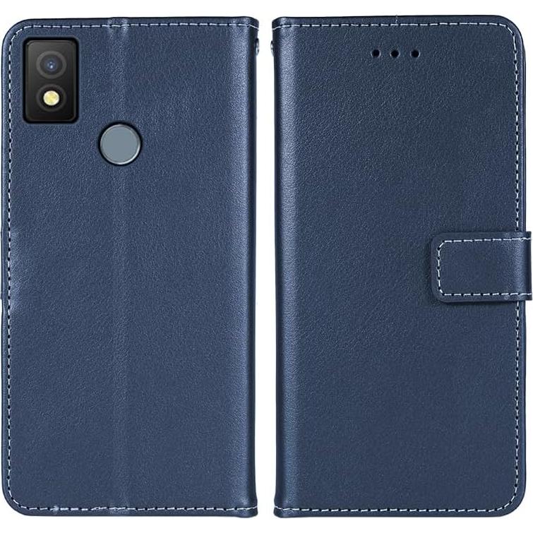 Funda de teléfono Furill para Cricket Icon 4, cuero azul