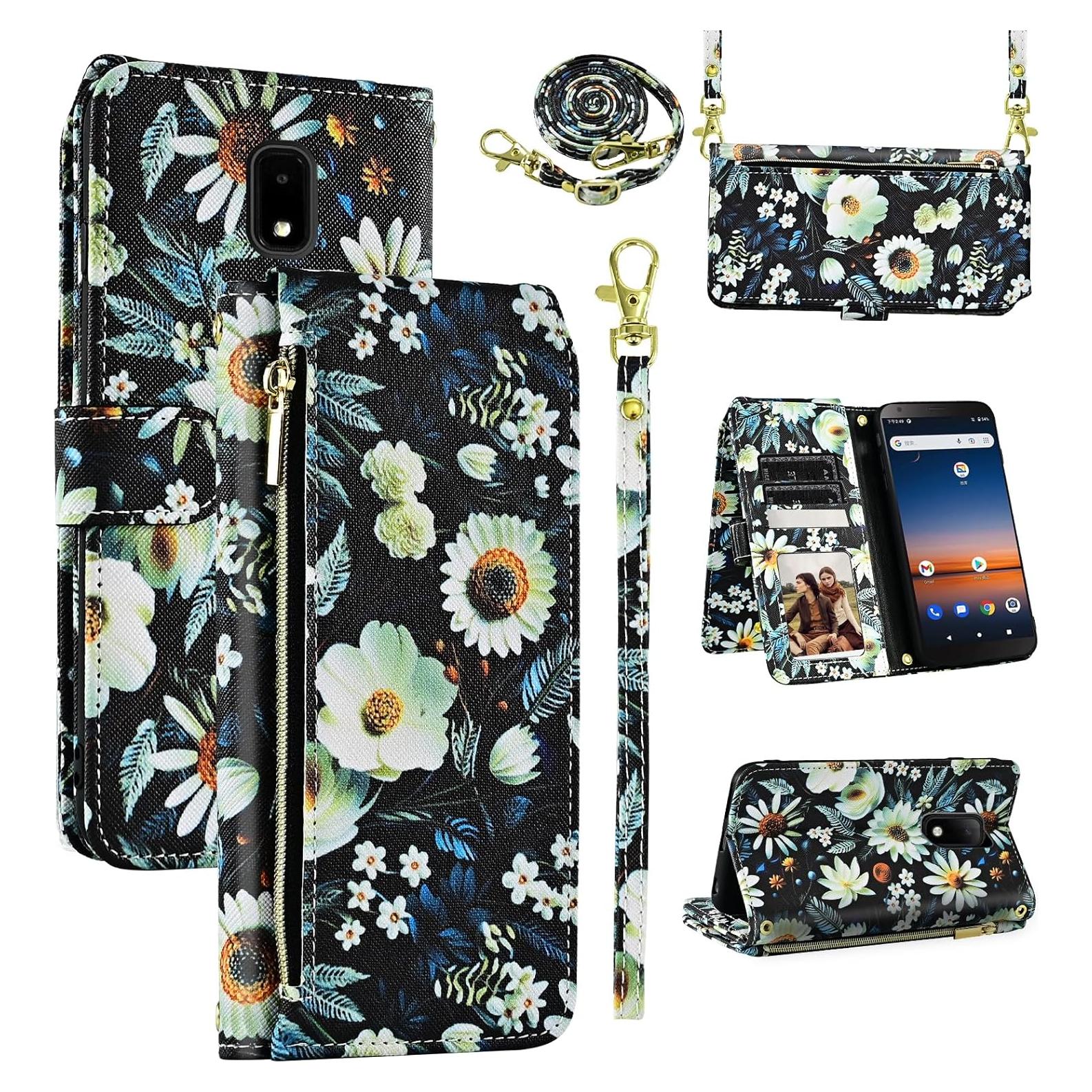 Funda billetera Dswteny para Cricket Debut, 9 ranuras, negro