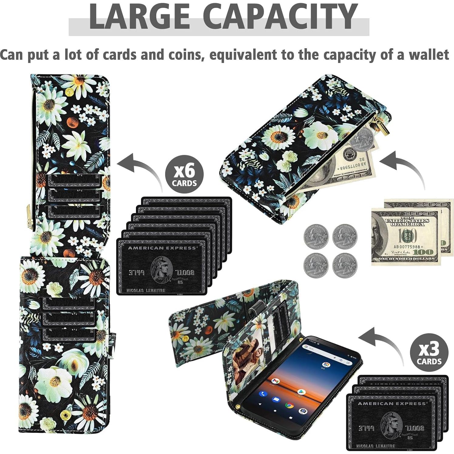 Funda billetera Dswteny para Cricket Debut, 9 ranuras, negro