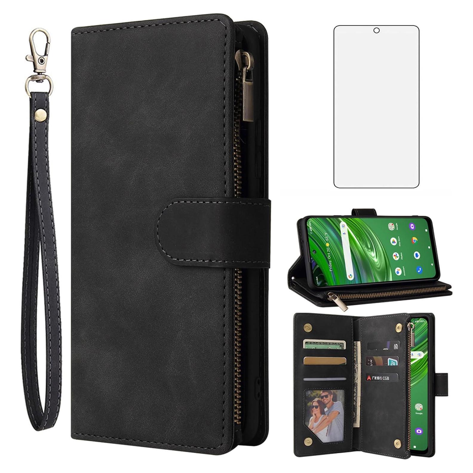 Funda de Cartera Asuwish para Cricket Outlast y AT&T Jetmore