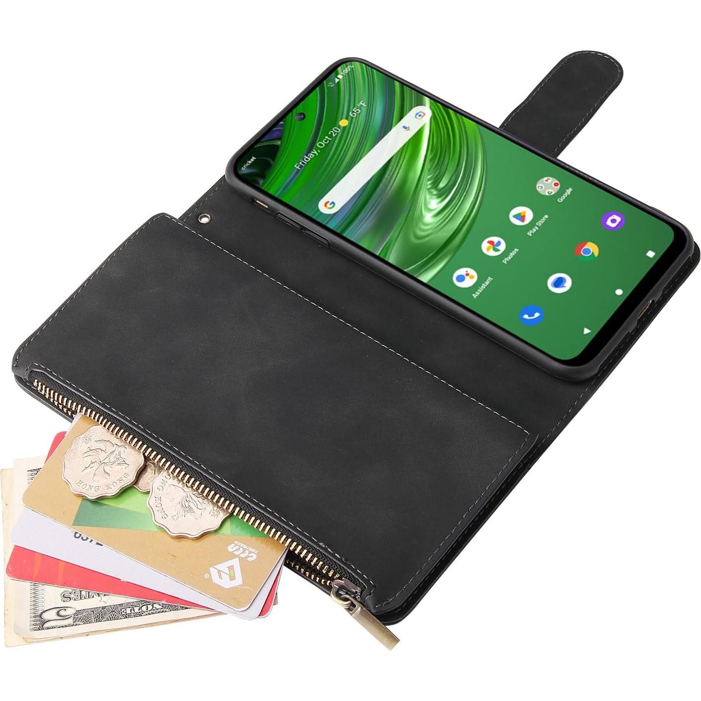Funda de Cartera Asuwish para Cricket Outlast y AT&T Jetmore