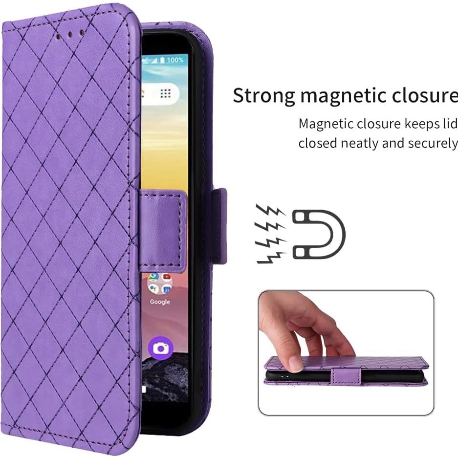 Funda Cartera ELISORLI Flip Púrpura para Cricket Vision 3/AT&T