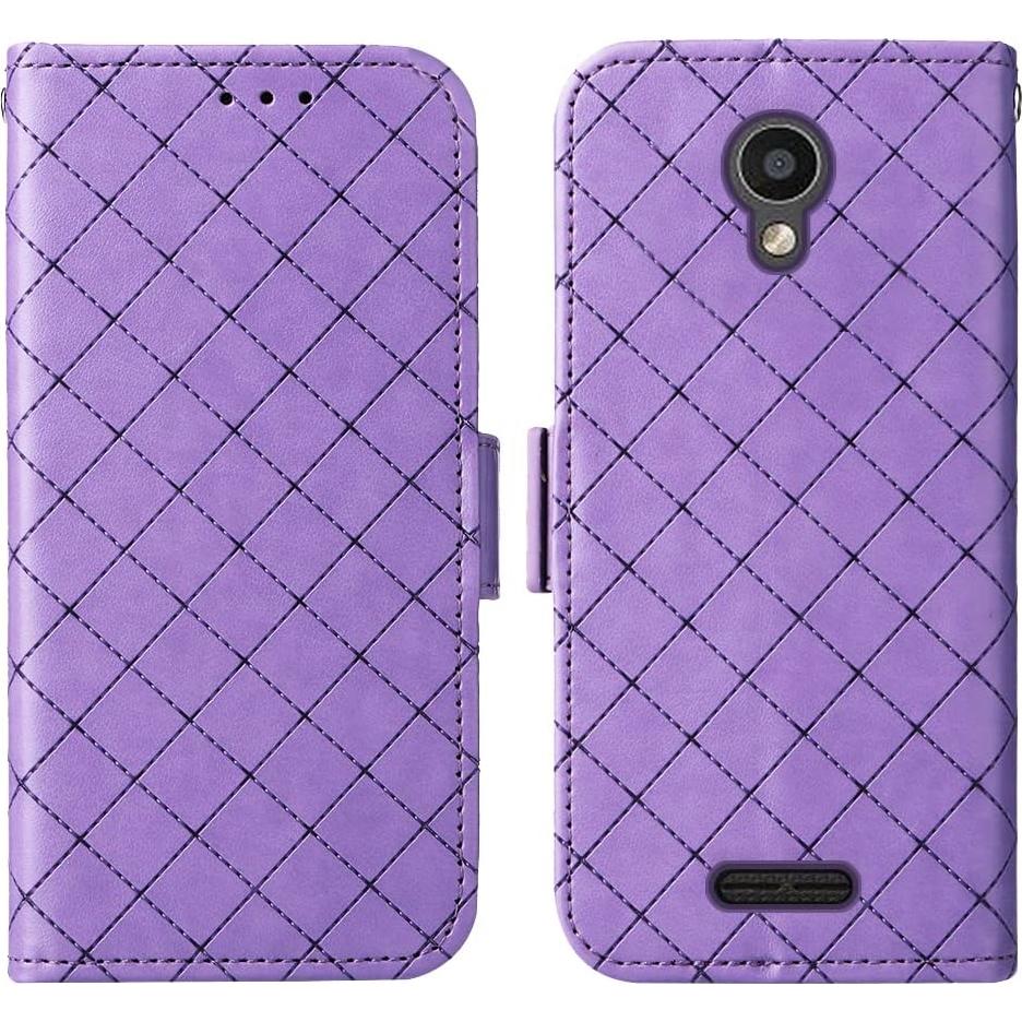 Funda Cartera ELISORLI Flip Púrpura para Cricket Vision 3/AT&T