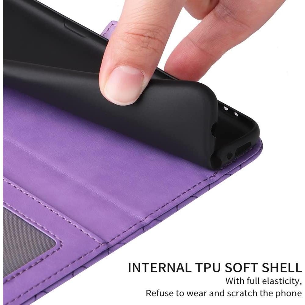 Funda Cartera ELISORLI Flip Púrpura para Cricket Vision 3/AT&T