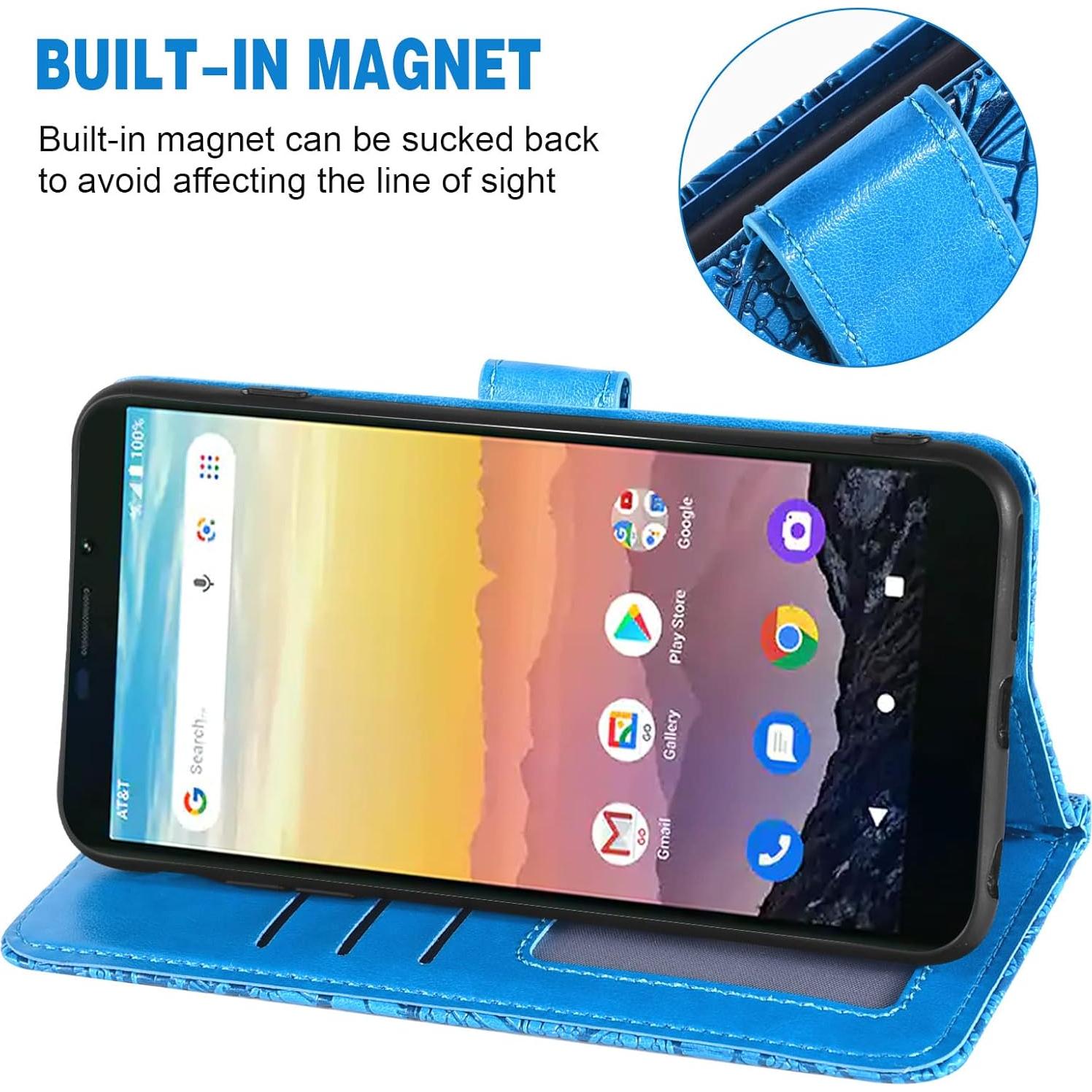 Funda de teléfono Asuwish para Cricket Vision 3/AT&T Calypso con protector de pantalla y billetera