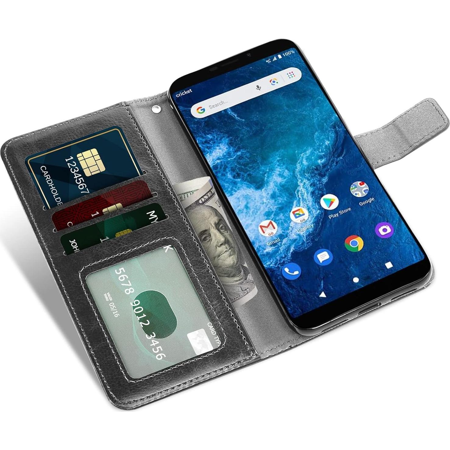 Funda de Cartera Asuwish para Cricket Icon 2 - Negro