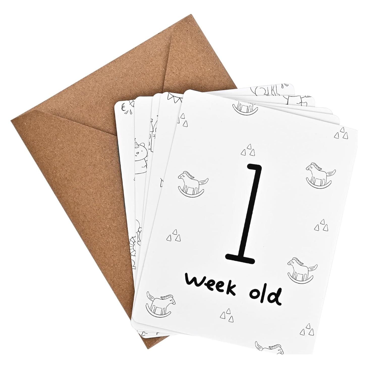 Tarjetas de Hitos Mensuales para Bebés - 16 Carteles Doble Cara