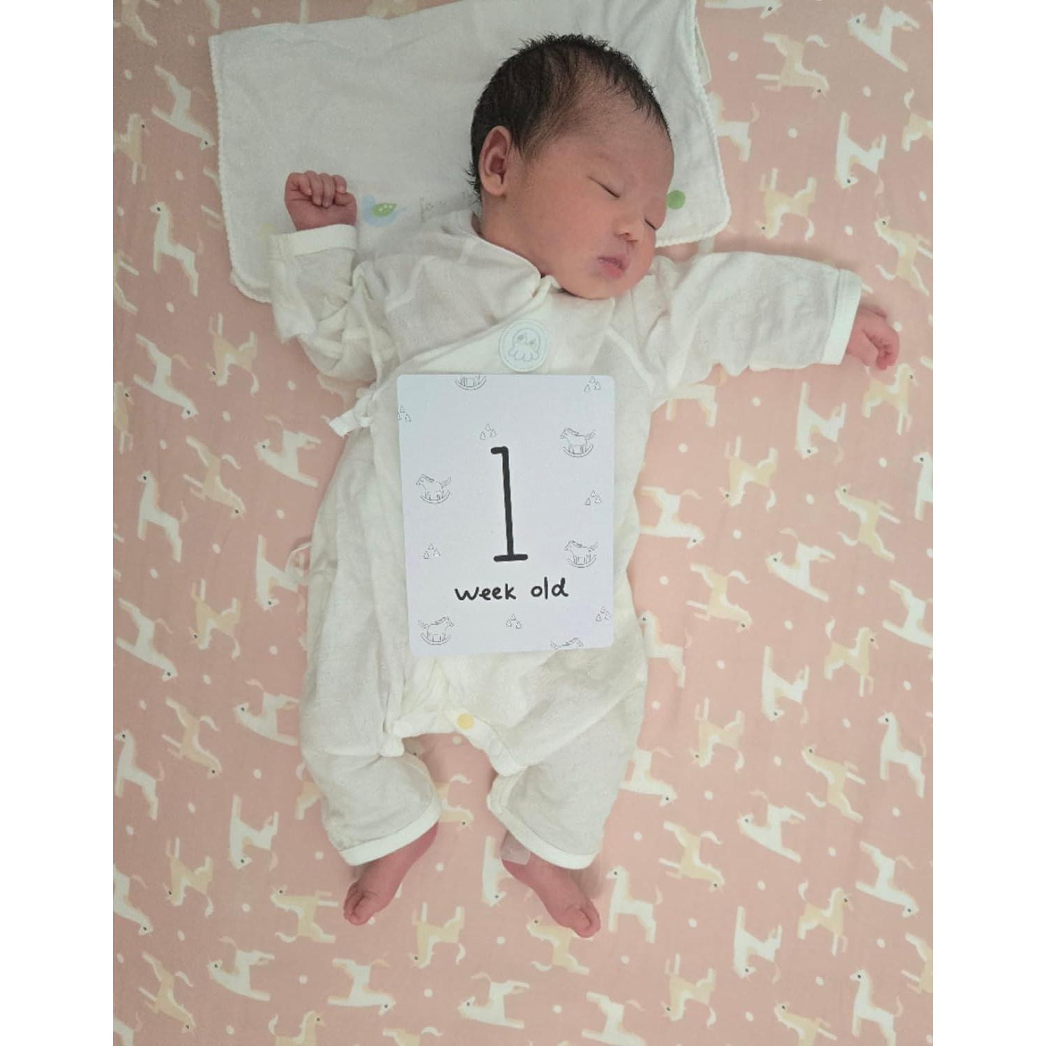 Tarjetas de Hitos Mensuales para Bebés - 16 Carteles Doble Cara