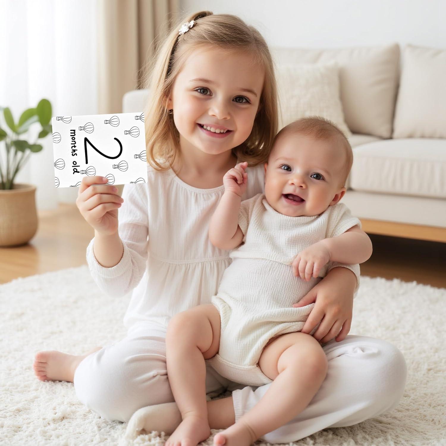 Tarjetas de Hitos Mensuales para Bebés - 16 Carteles Doble Cara