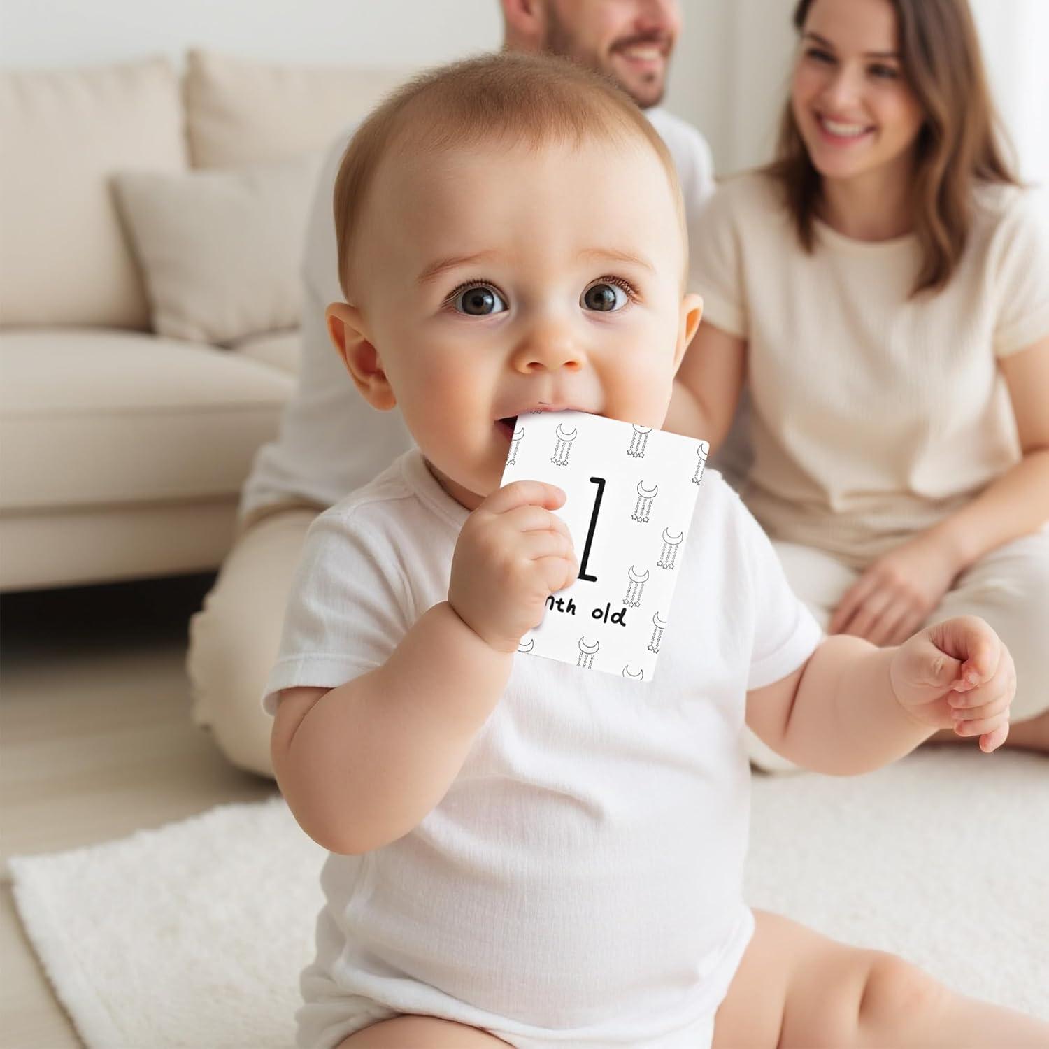 Tarjetas de Hitos Mensuales para Bebés - 16 Carteles Doble Cara