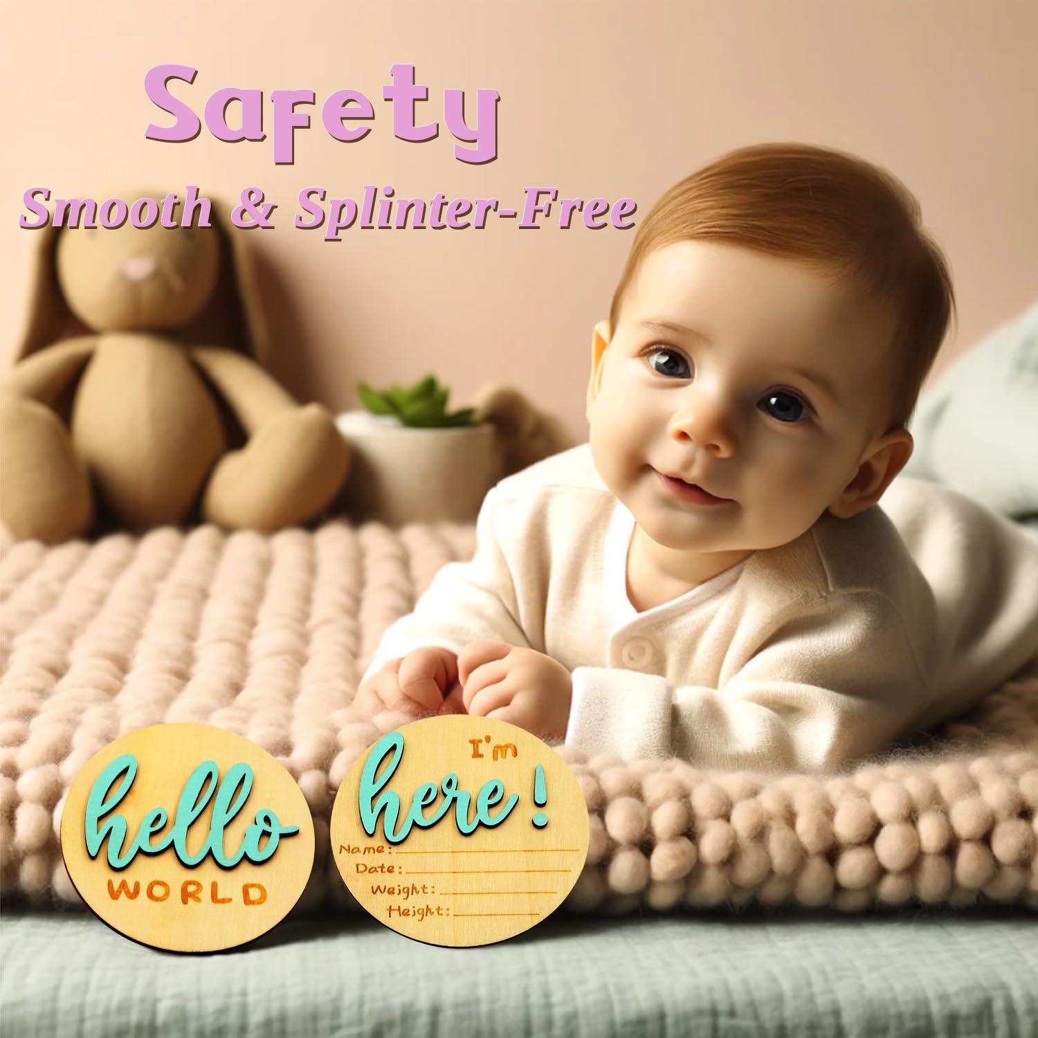 Tarjetas de Hitos Mensuales de Madera Verde - 7 Piezas 10.16 cm