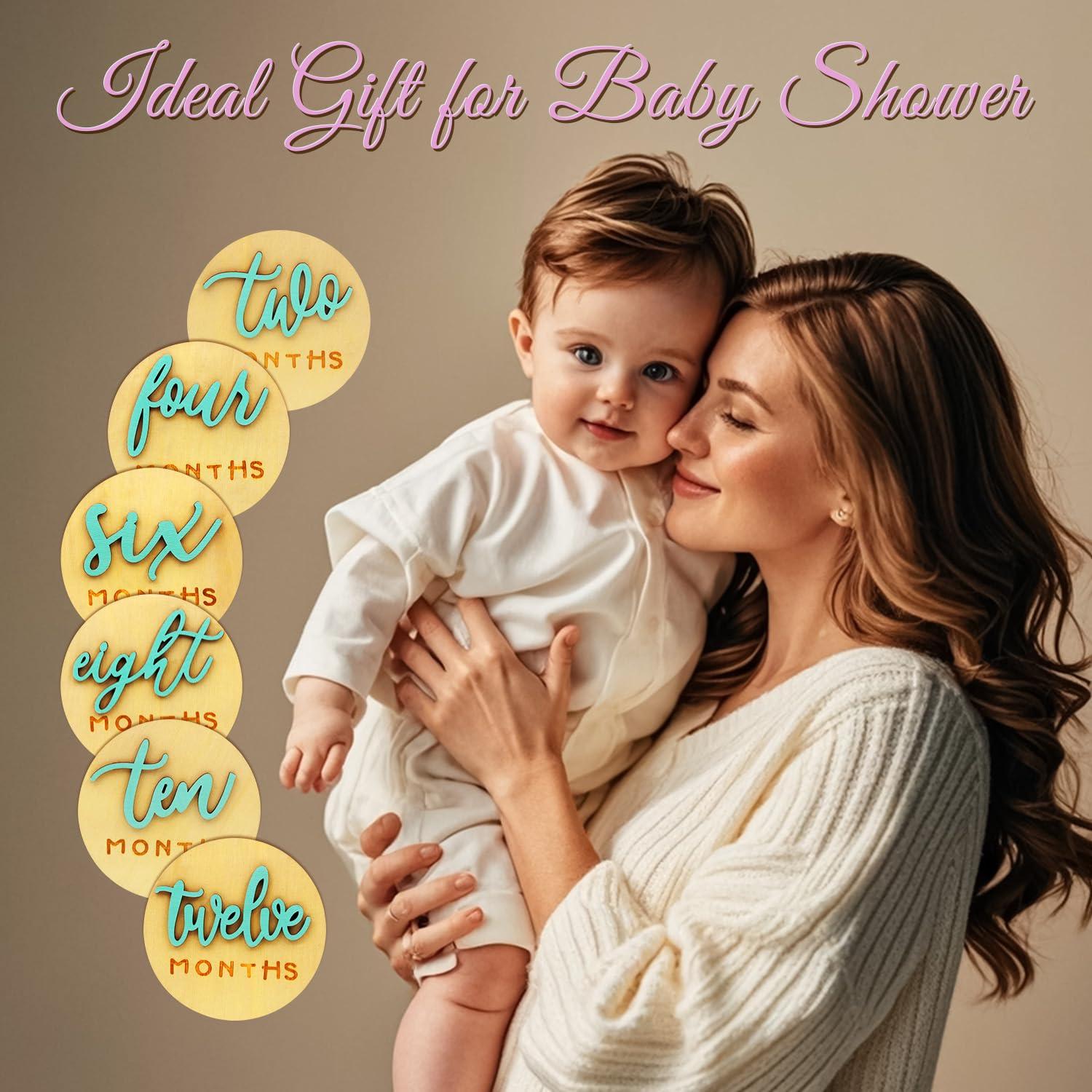 Tarjetas de Hitos Mensuales de Madera Verde - 7 Piezas 10.16 cm