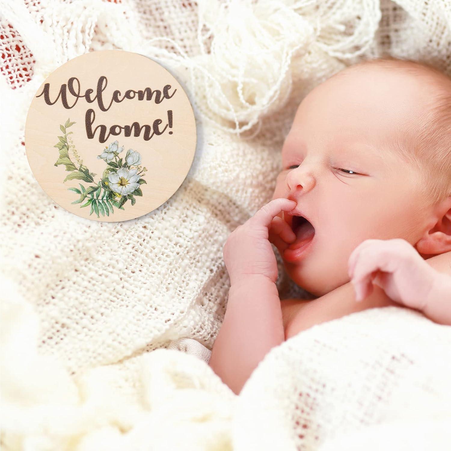 Tarjetas de Hitos Mensuales Bebé - 10 Discos de Madera 9.5cm