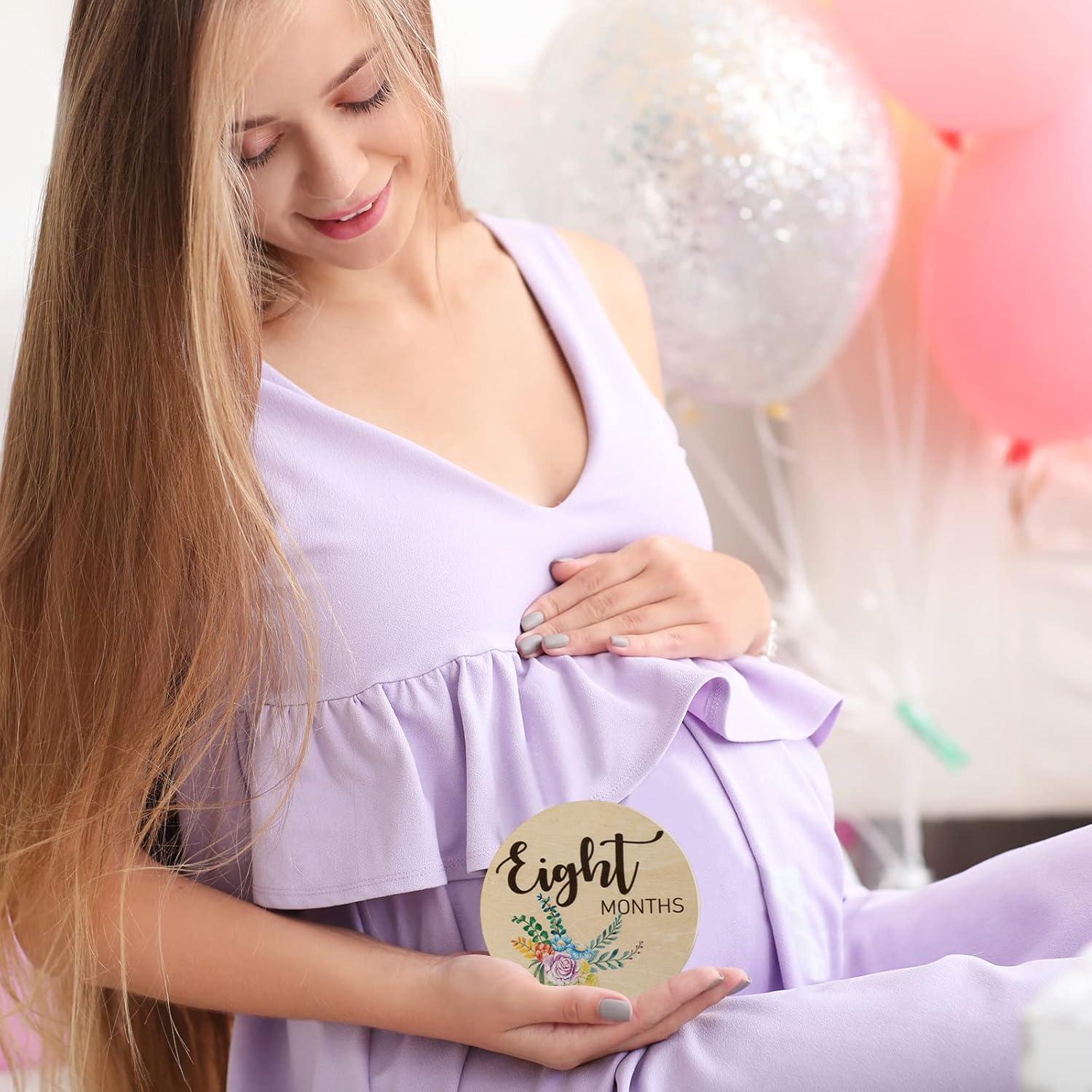 Tarjetas de Hitos Mensuales Bebé - 10 Discos de Madera 9.5cm