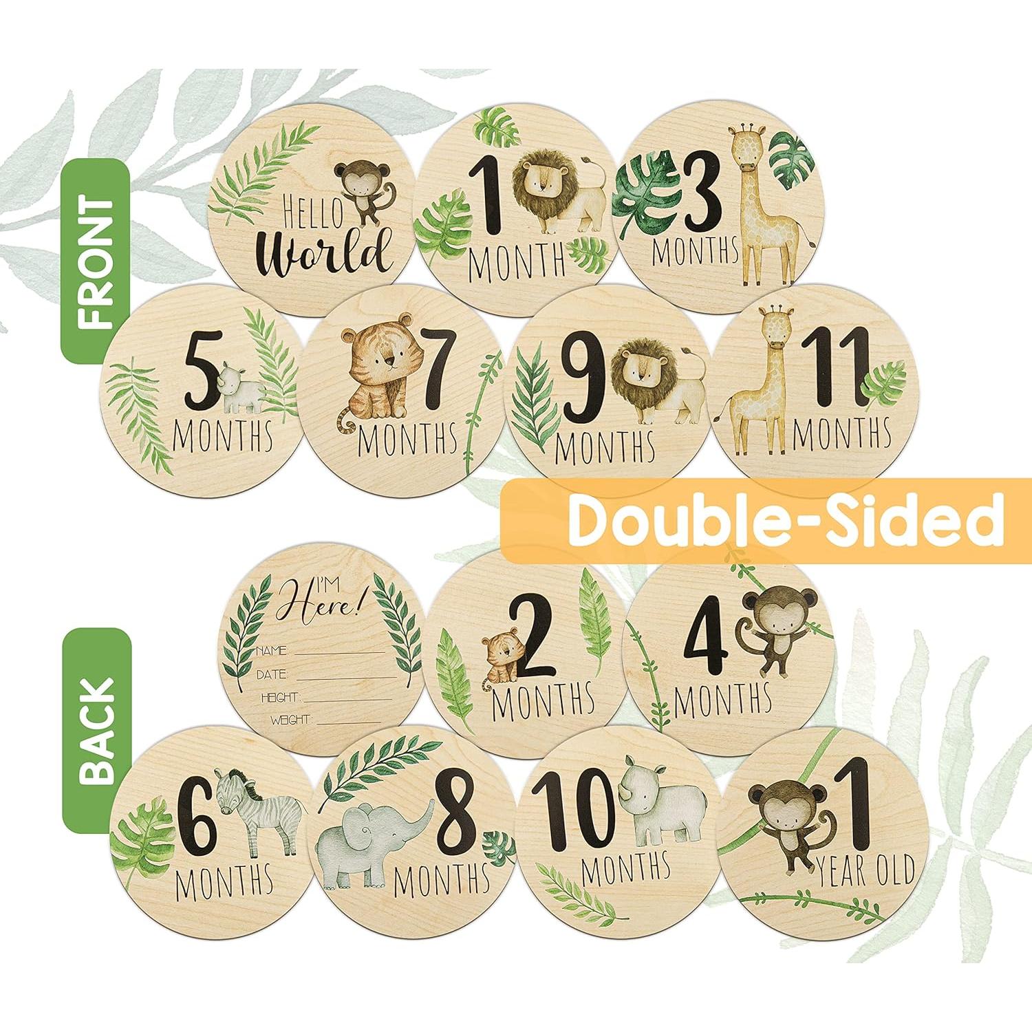 Tarjetas de Hitos Mensuales de Madera EnjoyMyDesign Safari