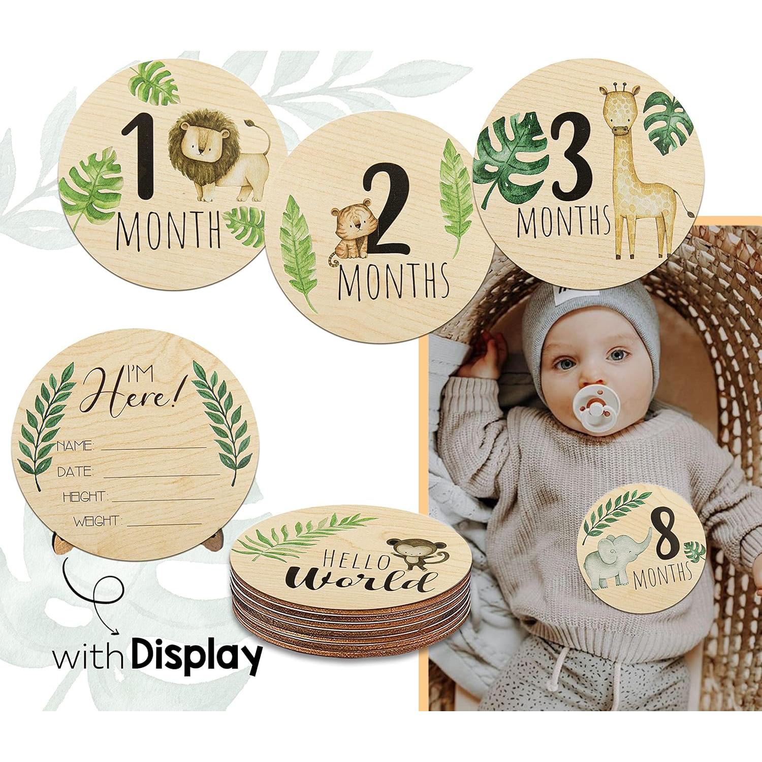 Tarjetas de Hitos Mensuales de Madera EnjoyMyDesign Safari