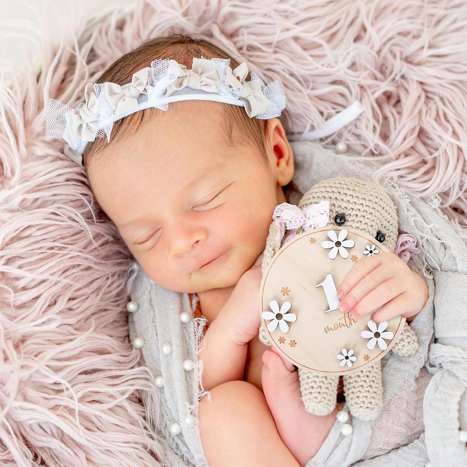 Tarjetas Mensuales de Hitos para Bebés Whaline 12 Pcs 10 cm