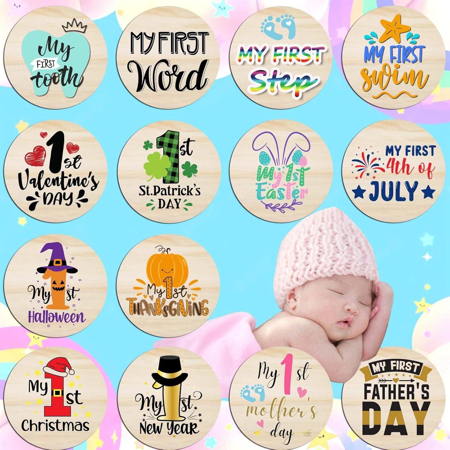 Tarjetas de Hitos Mensuales de Madera RORANIC - 7 Diseños