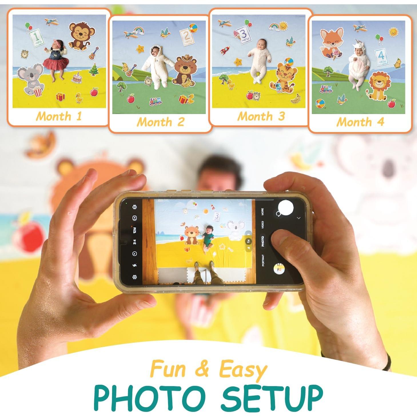 Kit de Hitos Mensuales para Bebés Sam & Lilly - Manta Reversible 170x152cm