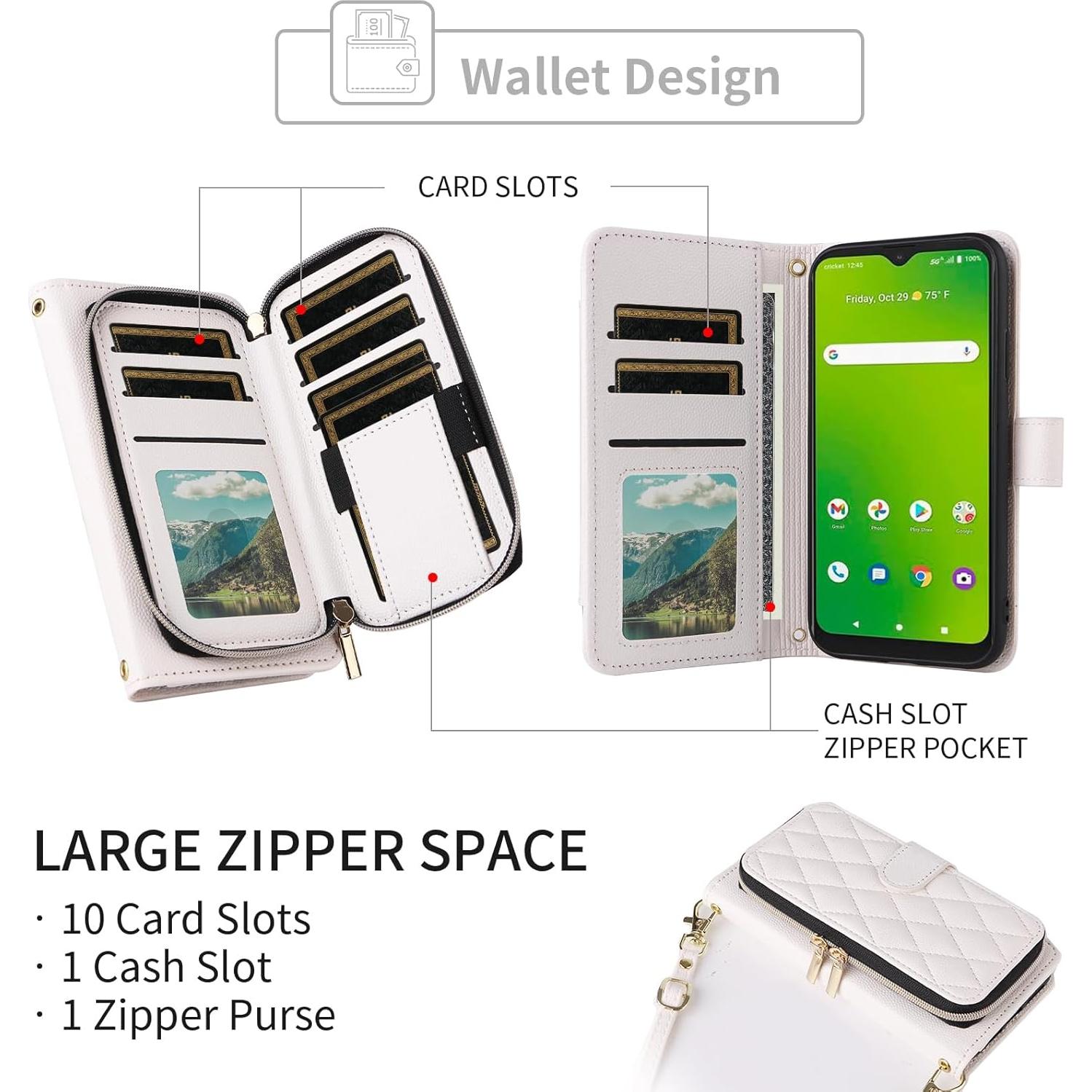 Funda de Cartera Dswteny para Cricket Icon 5 y AT&T Motivate 4