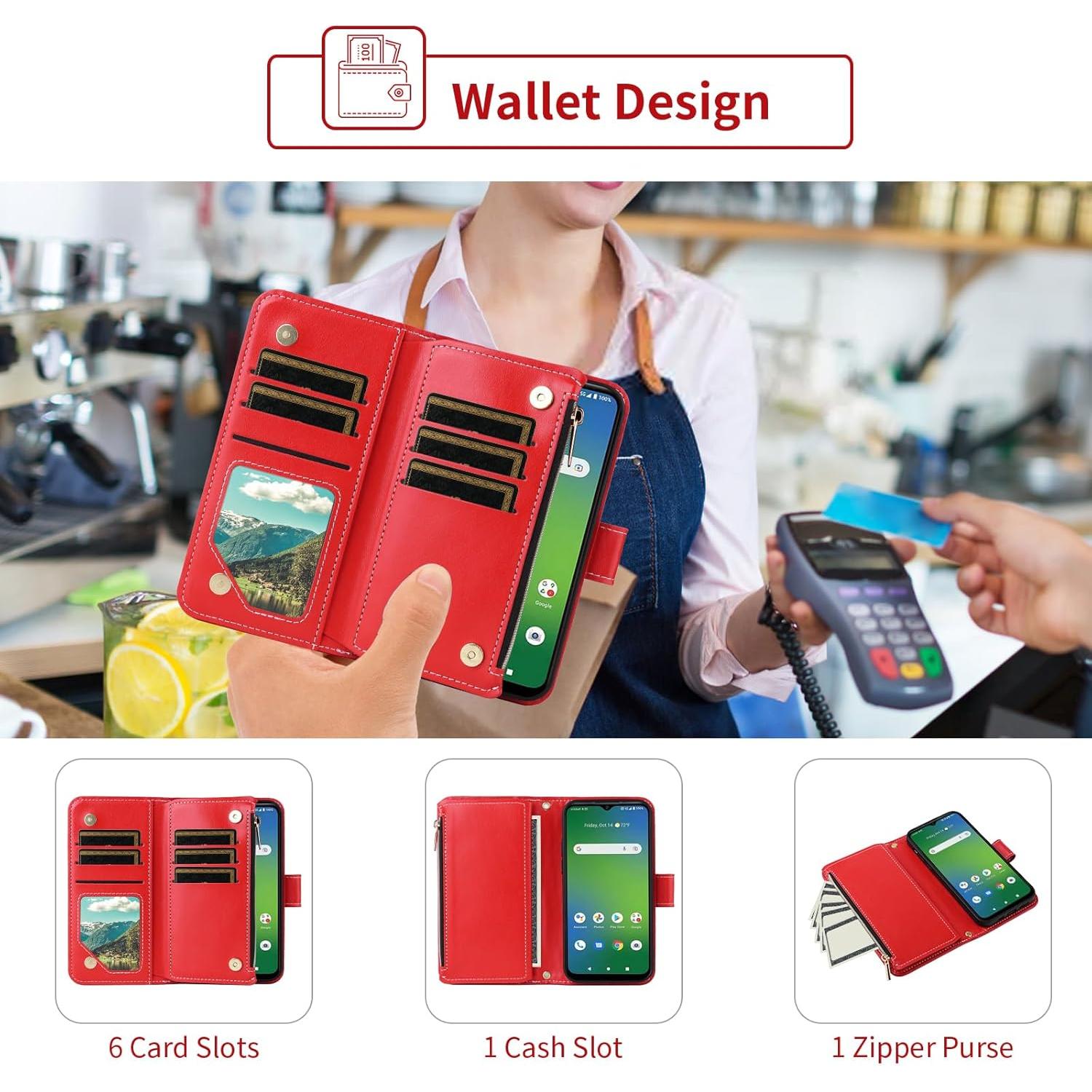 Funda billetera Furiet Roja para Cricket Icon 5 / AT&T Motivate 4