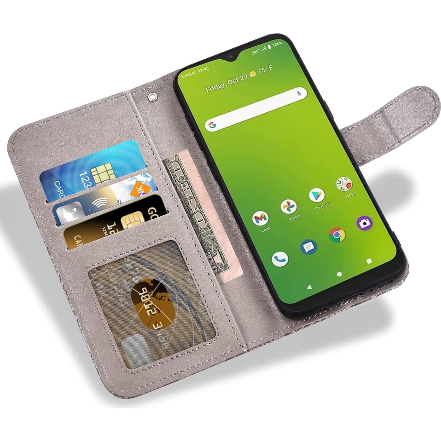 Funda de teléfono Asuwish para Cricket Icon 3/Splendor/AT&T Motivate 2 con protector de pantalla y soporte de billetera