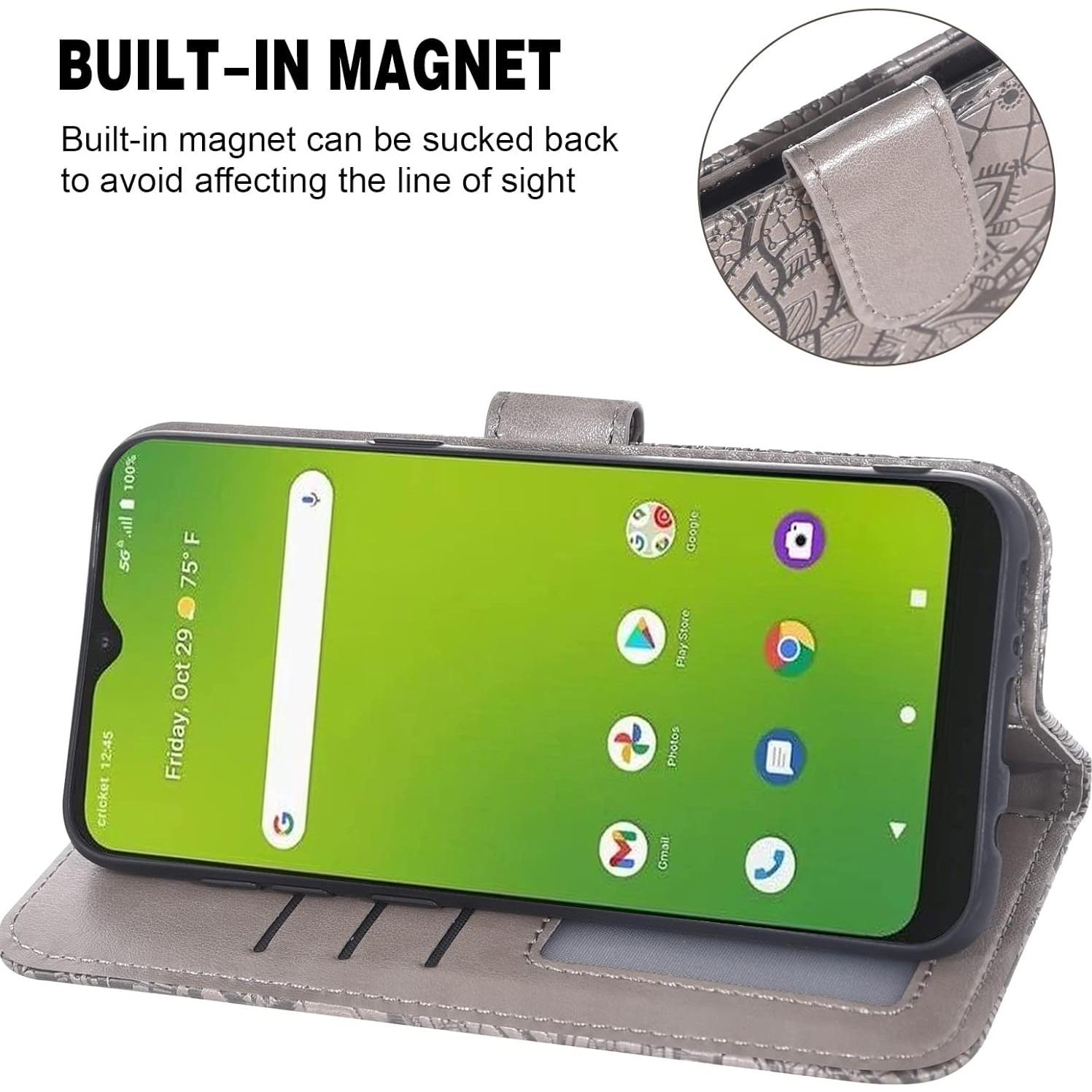 Funda de teléfono Asuwish para Cricket Icon 3/Splendor/AT&T Motivate 2 con protector de pantalla y soporte de billetera