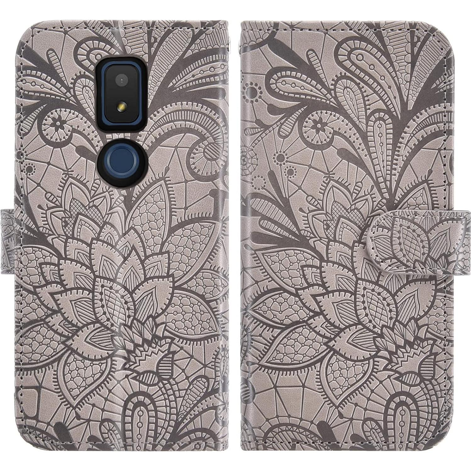 Funda de teléfono Asuwish para Cricket Icon 3/Splendor/AT&T Motivate 2 con protector de pantalla y soporte de billetera