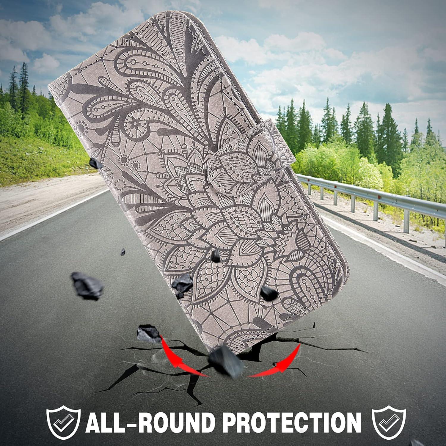 Funda de teléfono Asuwish para Cricket Icon 3/Splendor/AT&T Motivate 2 con protector de pantalla y soporte de billetera