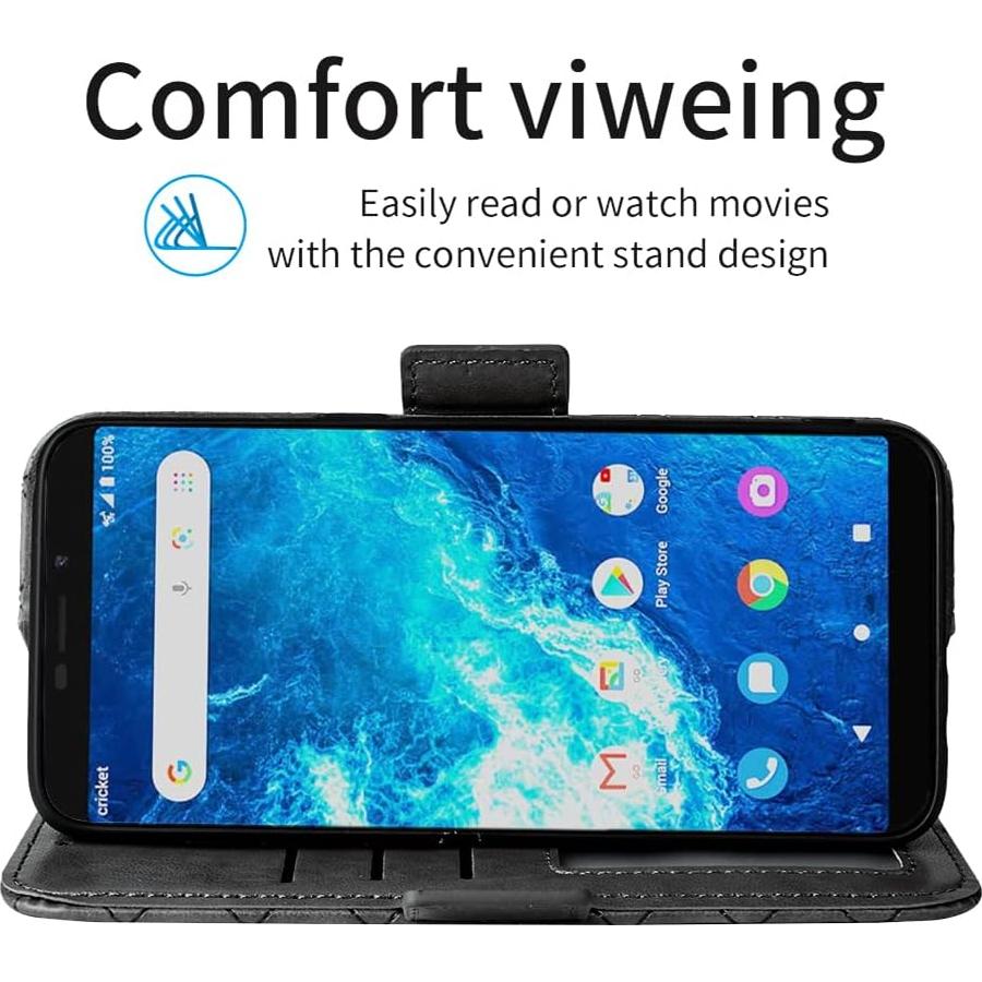 Funda Cartera ELISORLI Flip Gris para Cricket Icon 2 y AT&T