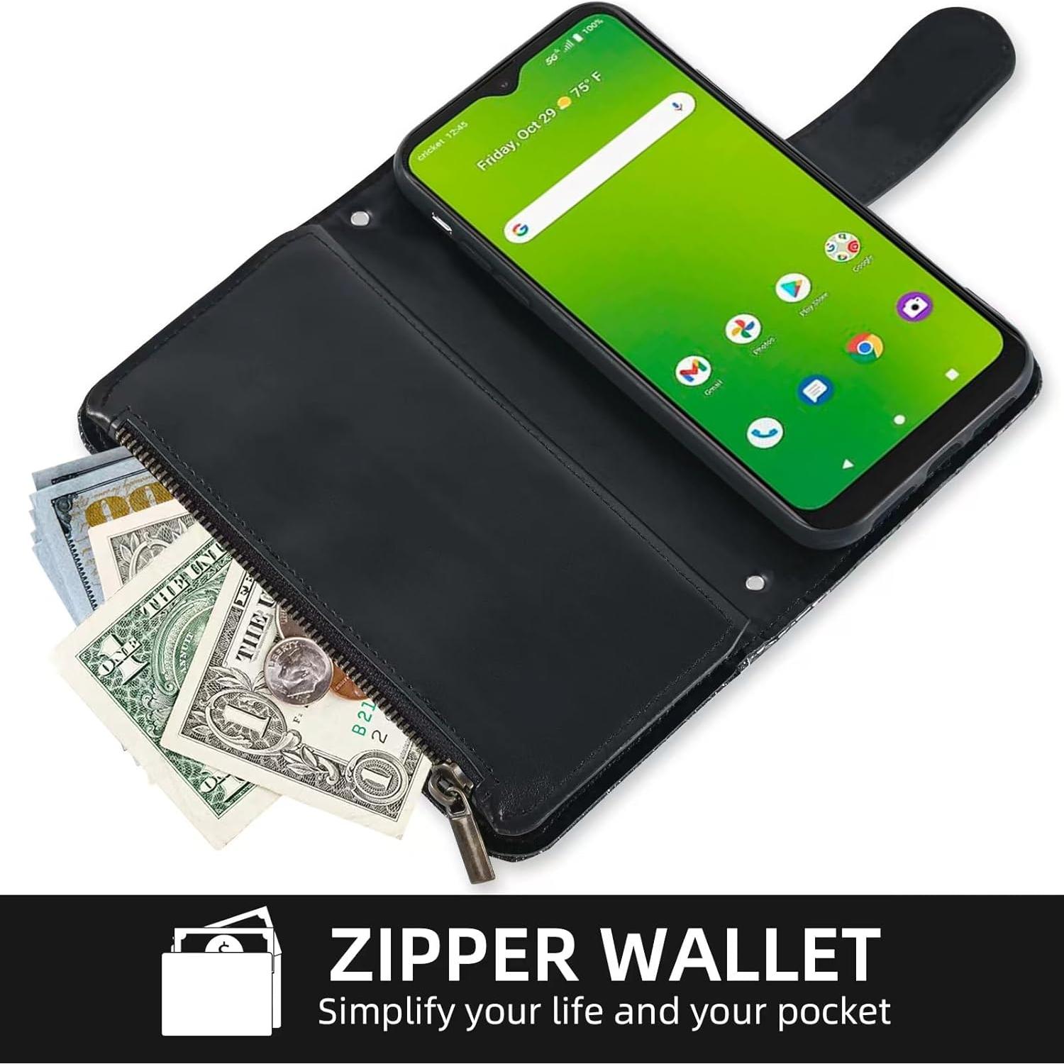 Funda Flip Dibosom para Cricket Ovation Negra con Soporte y Tarjetero