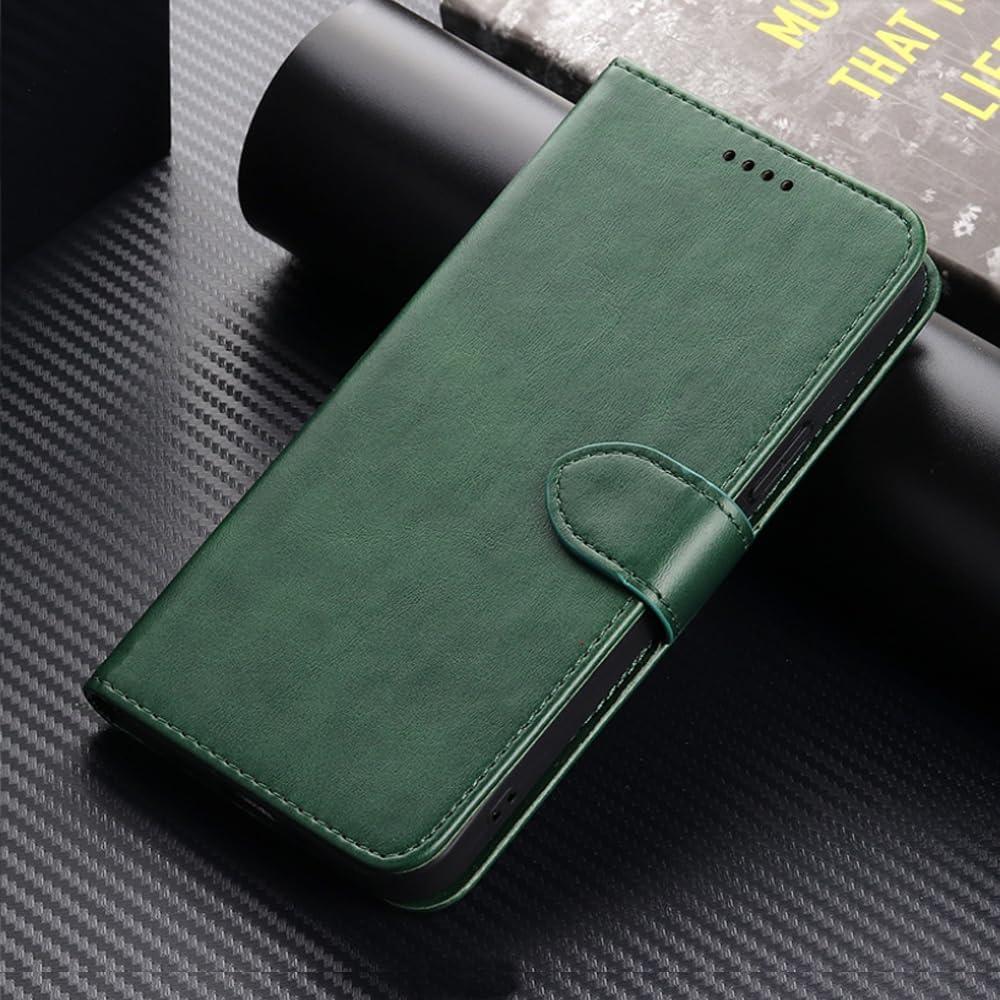 Funda de cuero verde para Cricket Debut S2 / AT&T Calypso 4 con soporte y ranuras