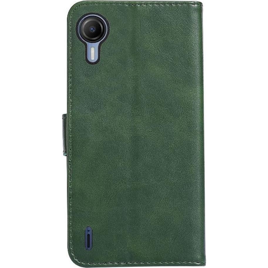Funda de cuero verde para Cricket Debut S2 / AT&T Calypso 4 con soporte y ranuras