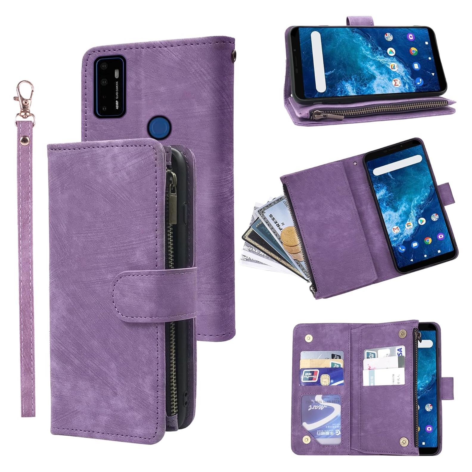 Funda de Cuero Premium Dibosom para Cricket Innovate E 5G Púrpura