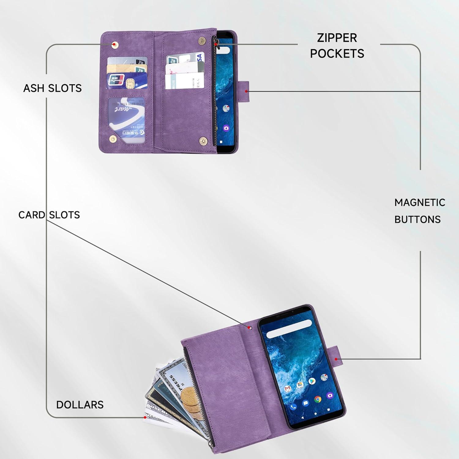 Funda de Cuero Premium Dibosom para Cricket Innovate E 5G Púrpura