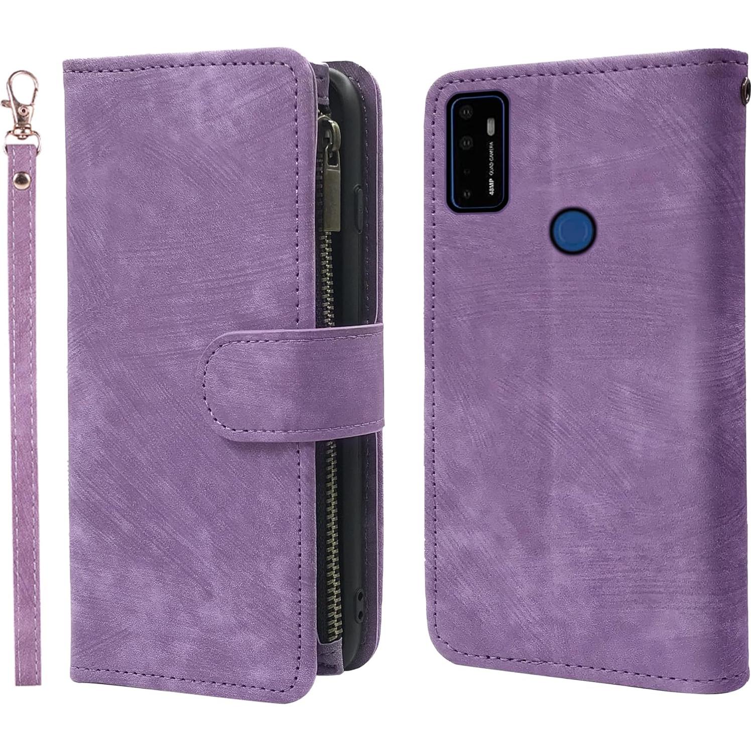 Funda de Cuero Premium Dibosom para Cricket Innovate E 5G Púrpura