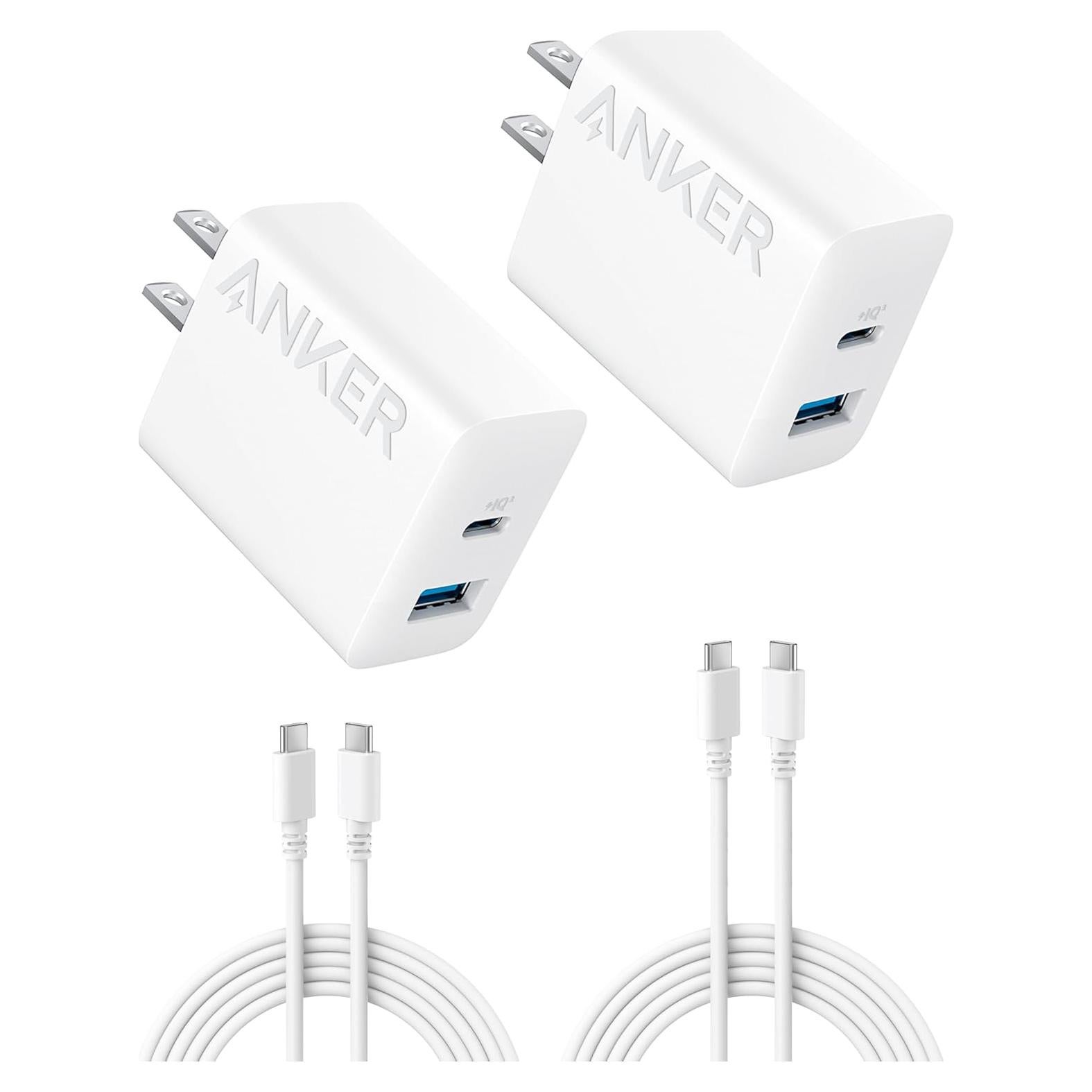 Cargador Anker 20W USB-C Rápido 2-Pack Blanco