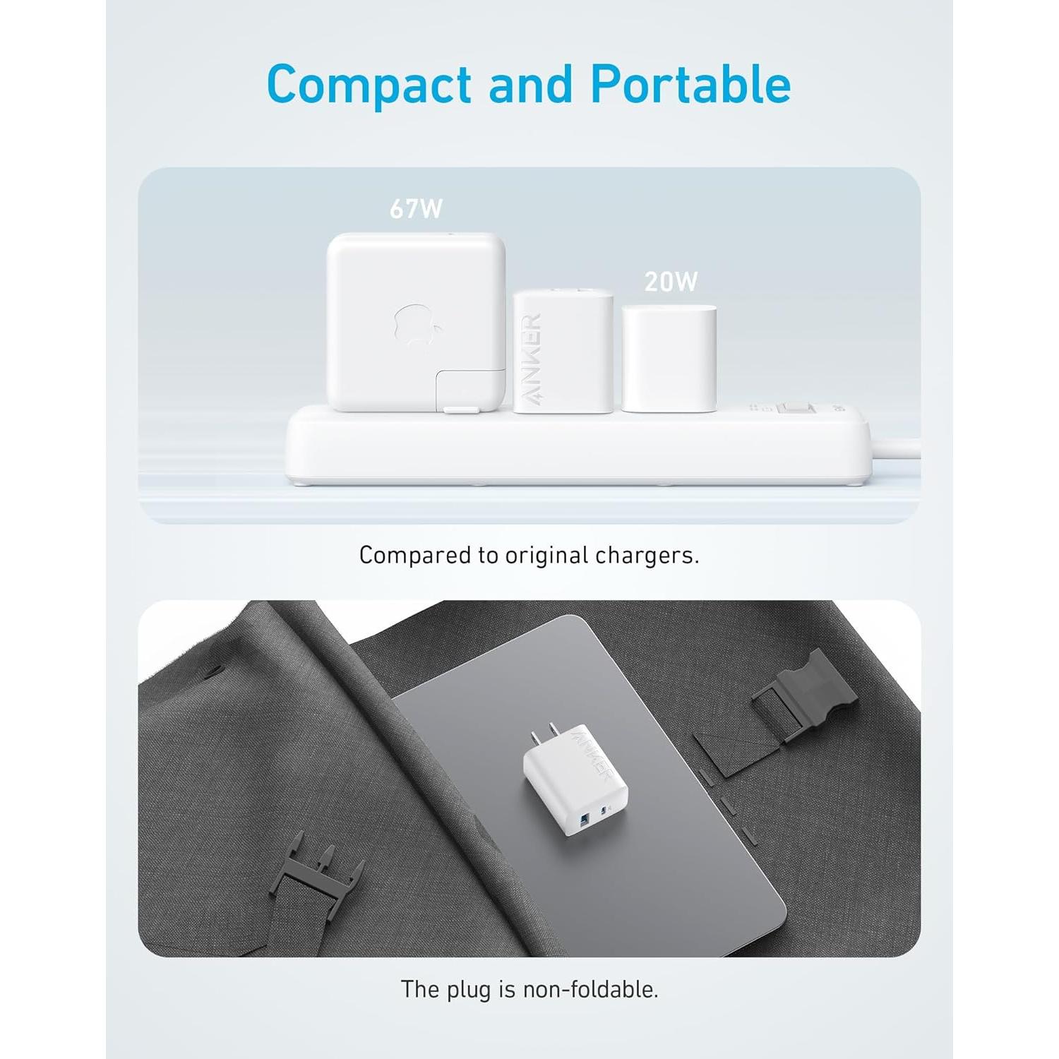 Cargador Anker 20W USB-C Rápido 2-Pack Blanco