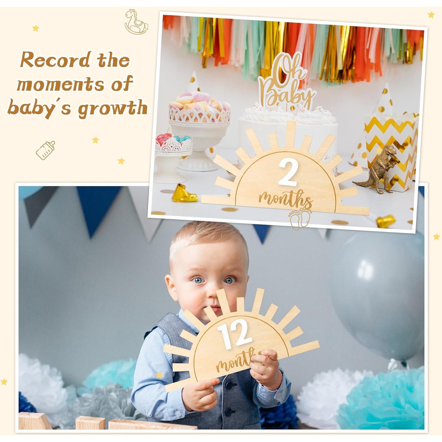 Tarjeta de Hito Mensual para Bebés R HORSE - Sol Boho Madera