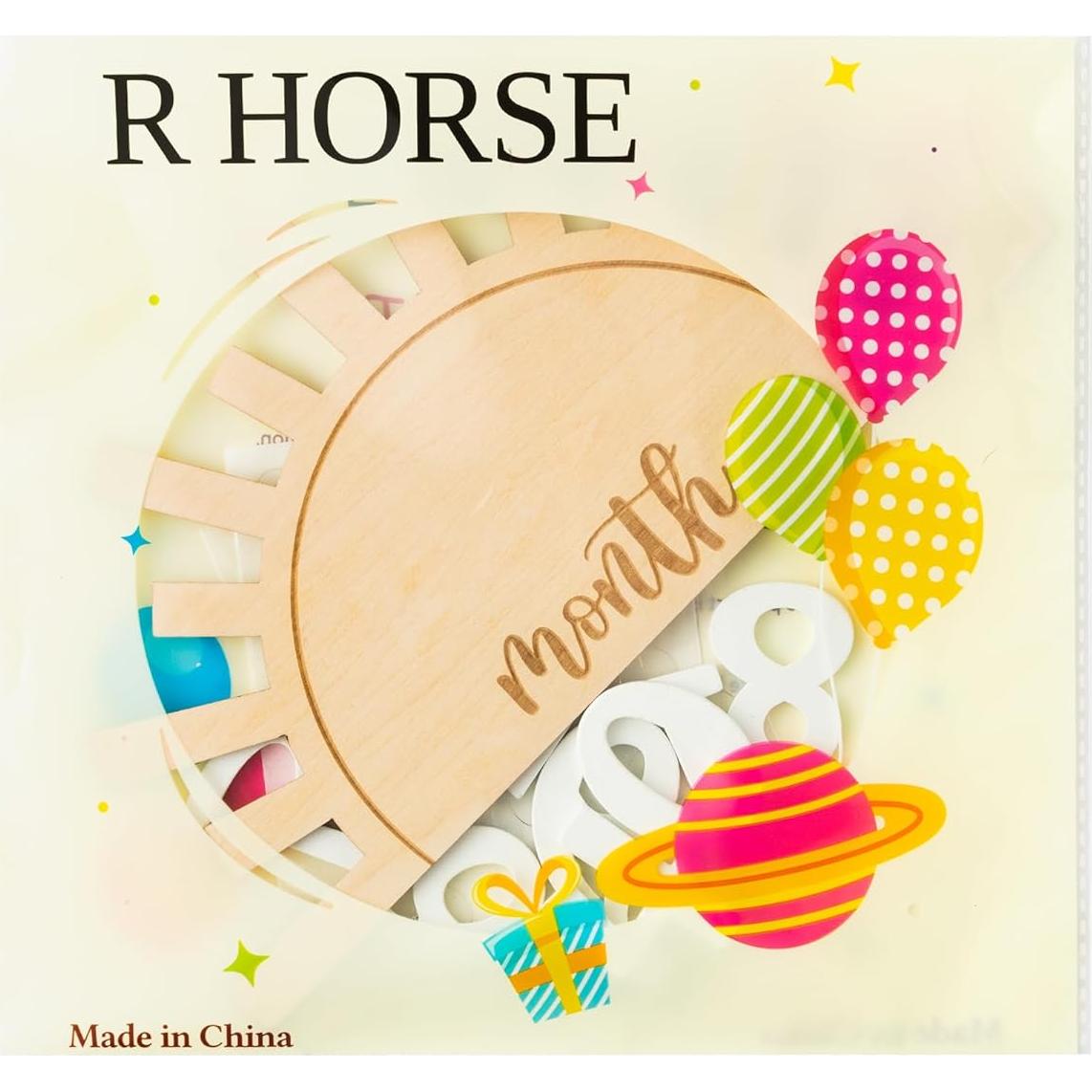 Tarjeta de Hito Mensual para Bebés R HORSE - Sol Boho Madera