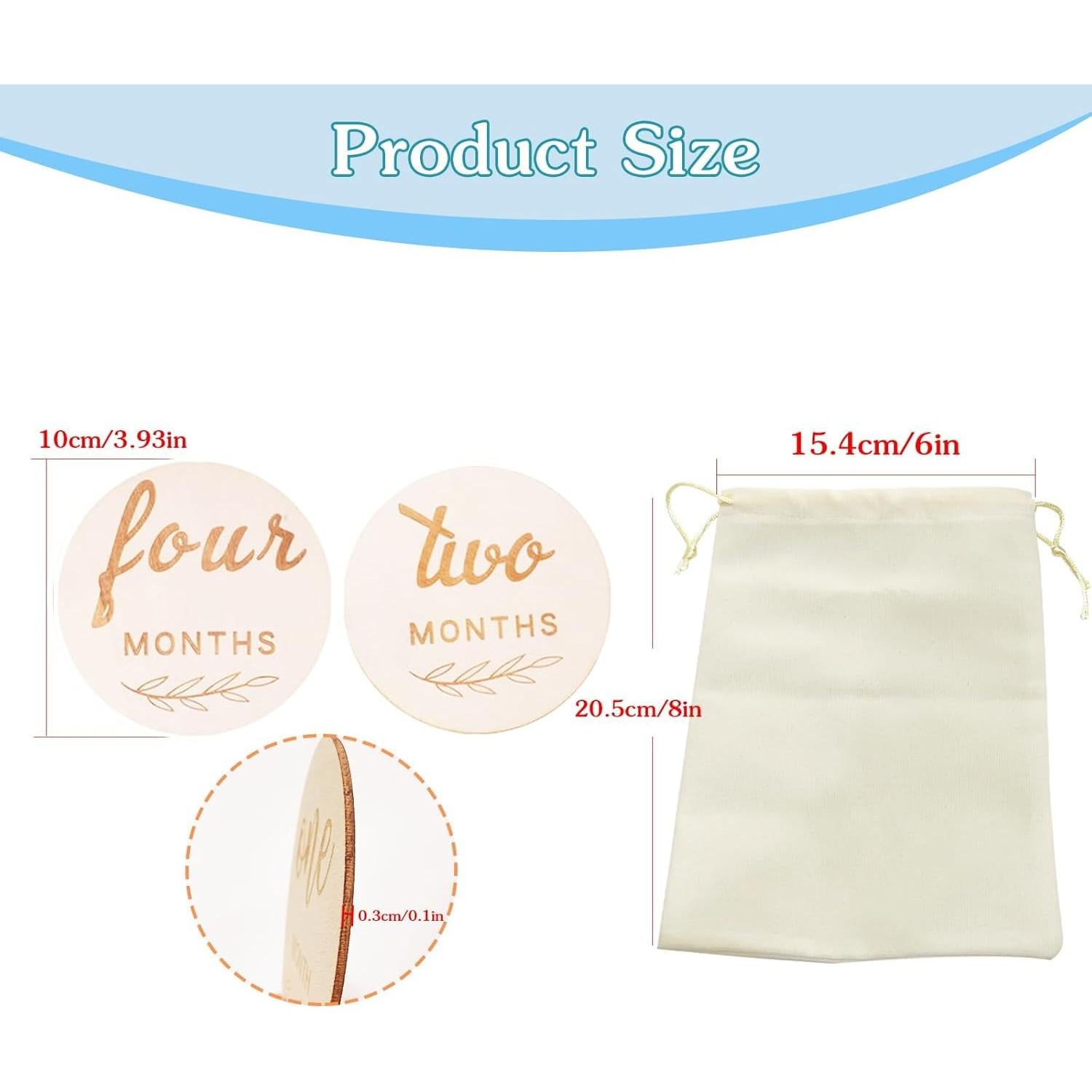 Tarjetas de Hitos Mensuales para Bebés Redondas - Madera