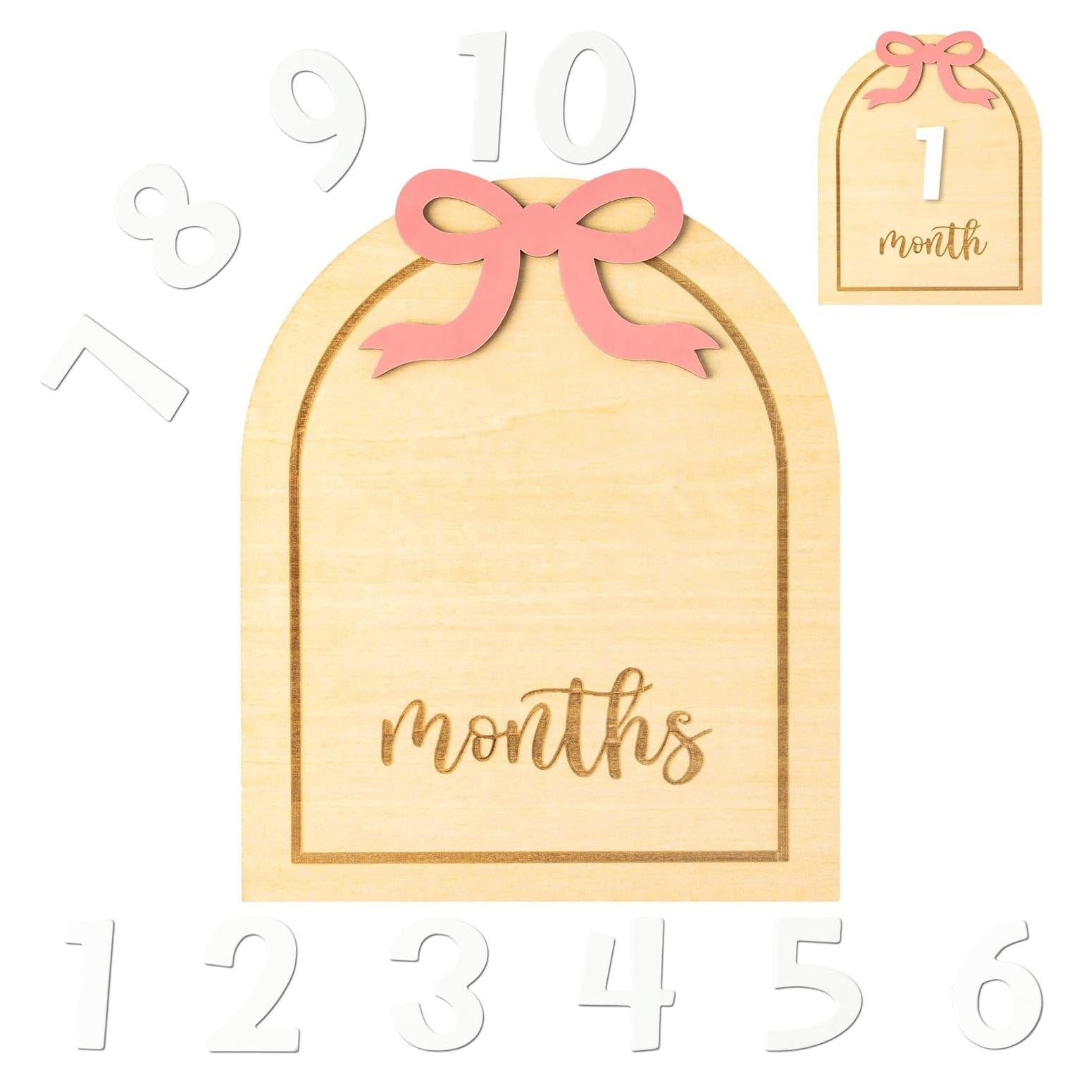 Tarjetas de Hito Mensuales para Bebés R CABALLO Lazo Rosa 3D