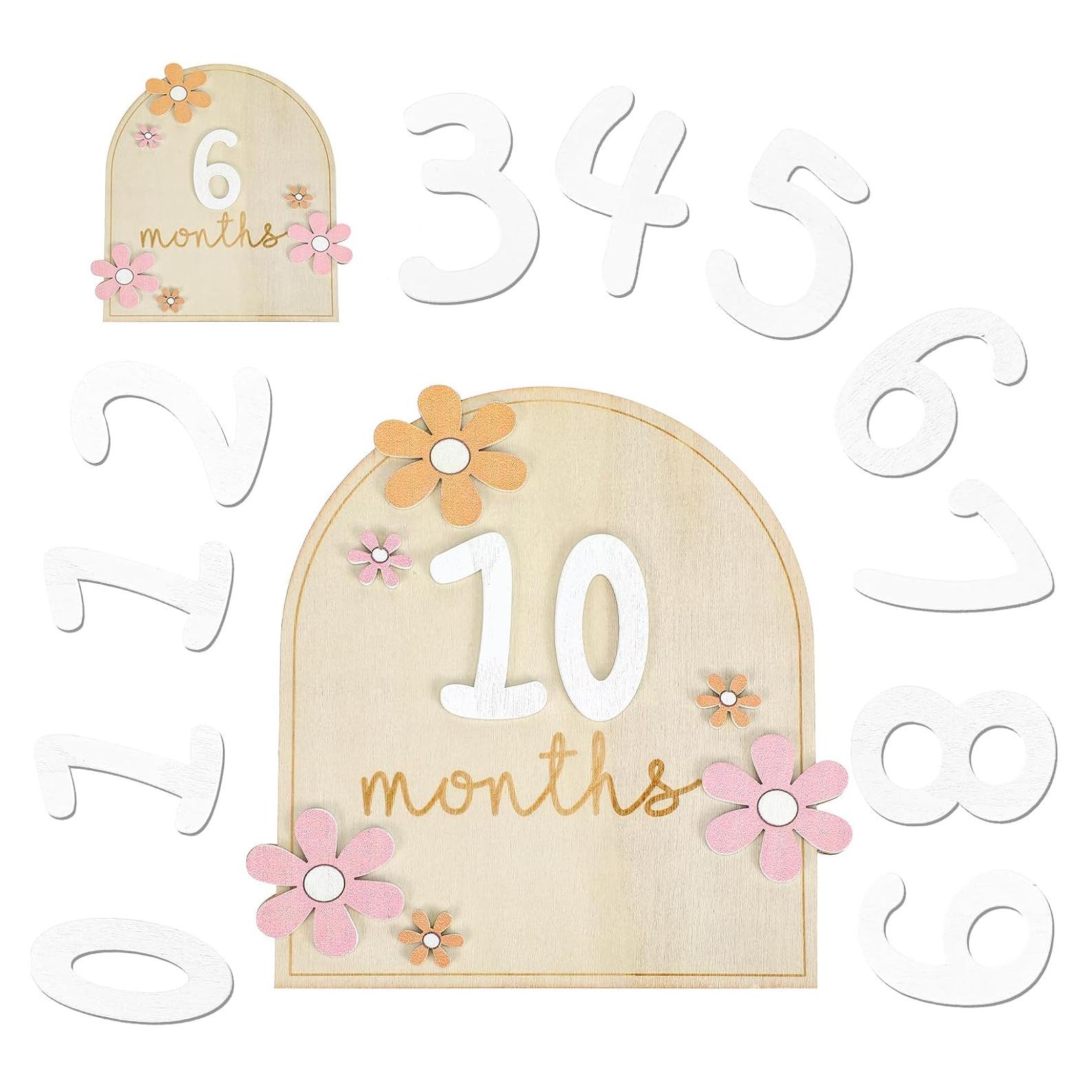 Tarjetas de Hitos Mensuales Sibba Baby 11 Pcs Madera 16x16 cm