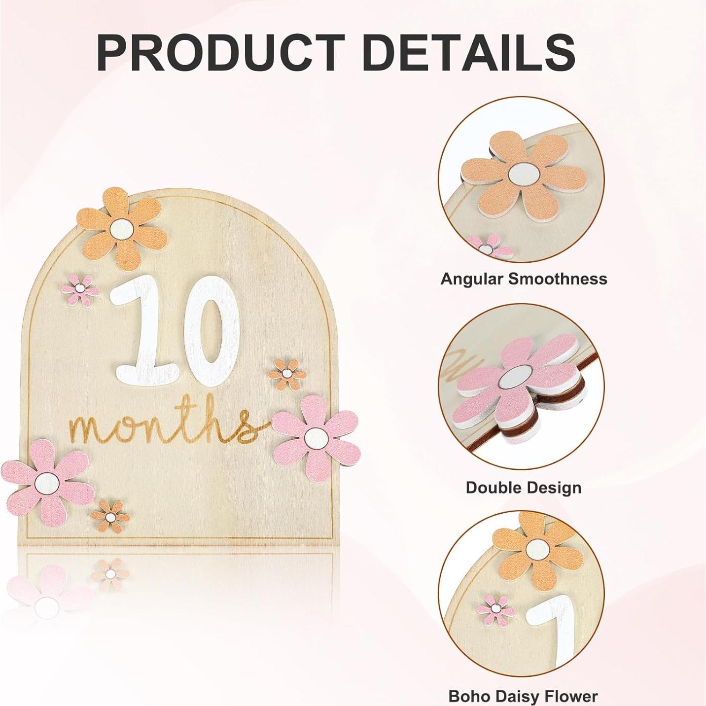 Tarjetas de Hitos Mensuales Sibba Baby 11 Pcs Madera 16x16 cm