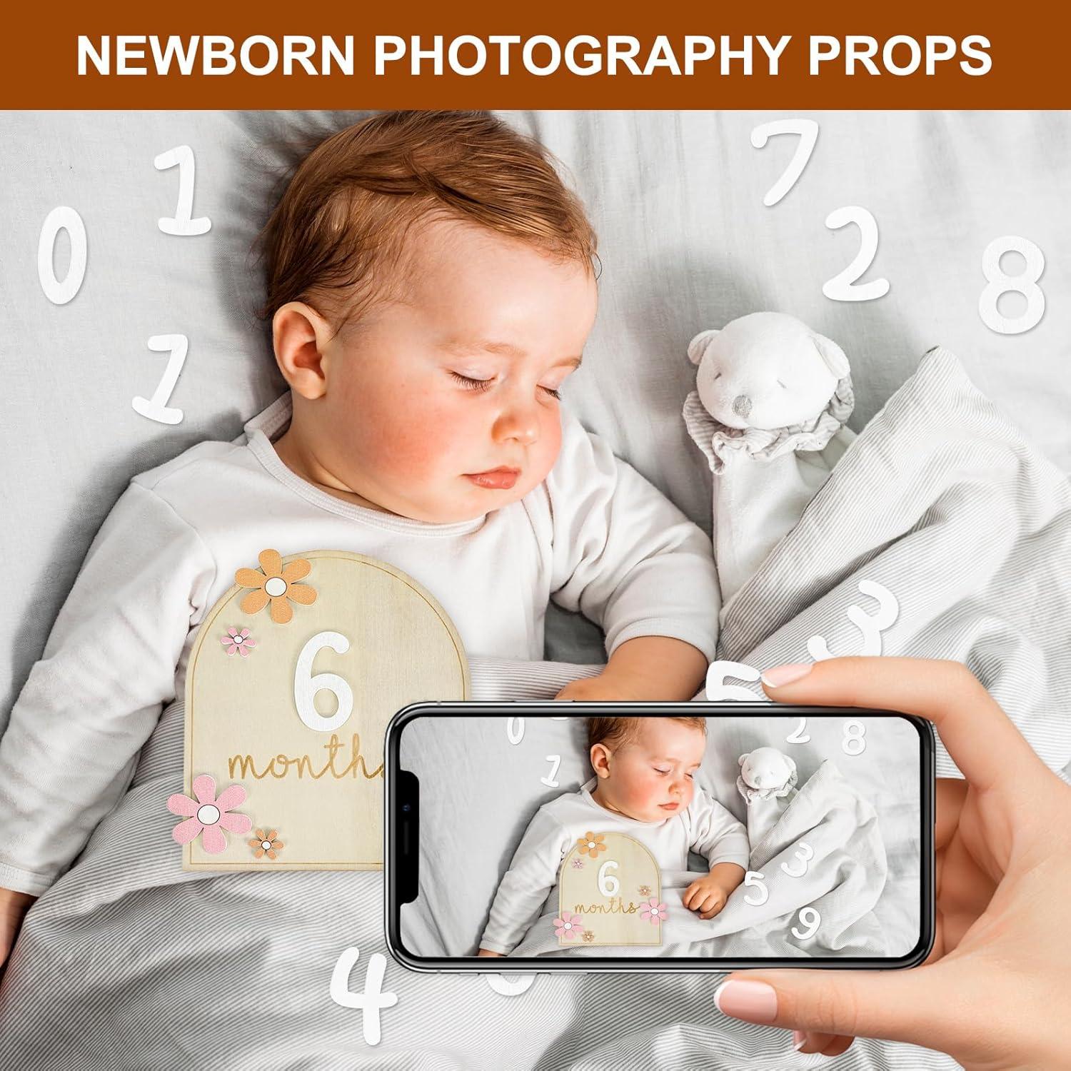 Tarjetas de Hitos Mensuales Sibba Baby 11 Pcs Madera 16x16 cm