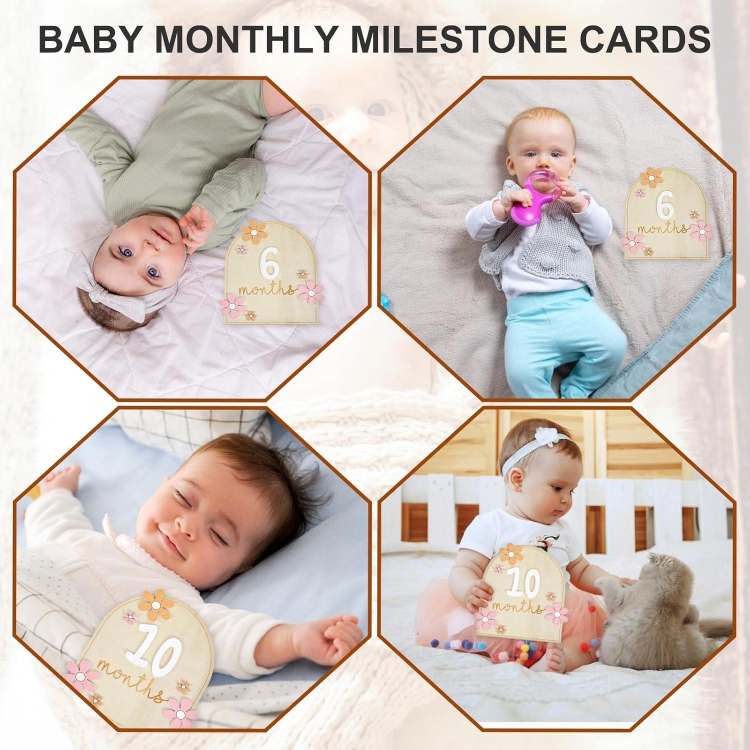 Tarjetas de Hitos Mensuales Sibba Baby 11 Pcs Madera 16x16 cm