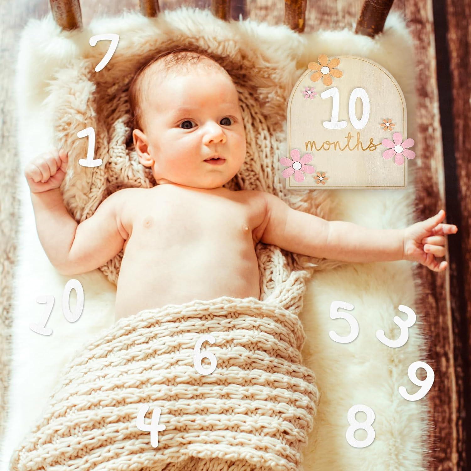 Tarjetas de Hitos Mensuales Sibba Baby 11 Pcs Madera 16x16 cm