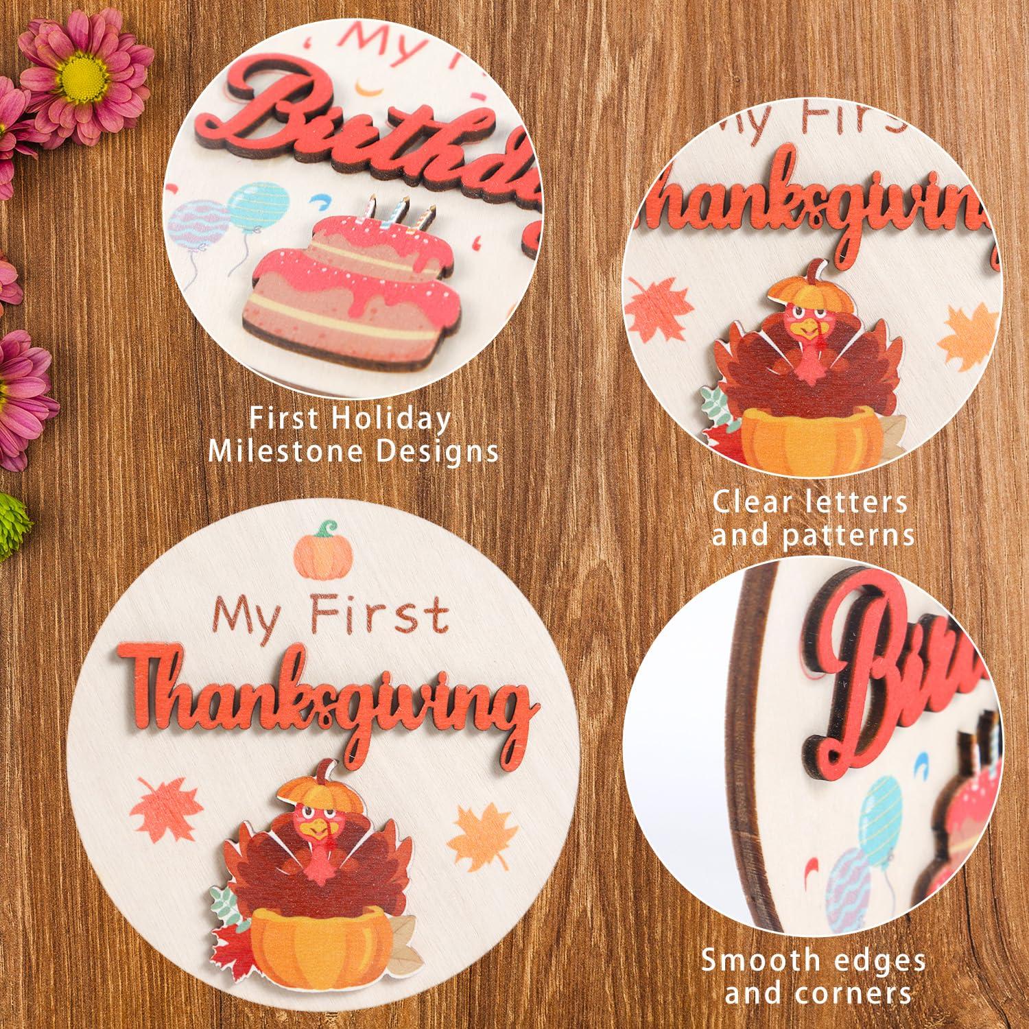 Carteles de Hitos de Vacaciones 12PCS Madera para Bebé