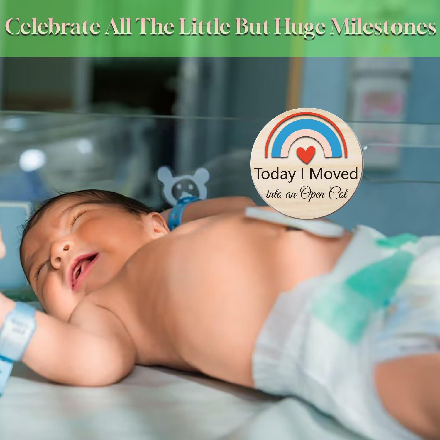 Tarjetas de Hitos NICU de Madera RORANIC - 14 Diseños Reversibles