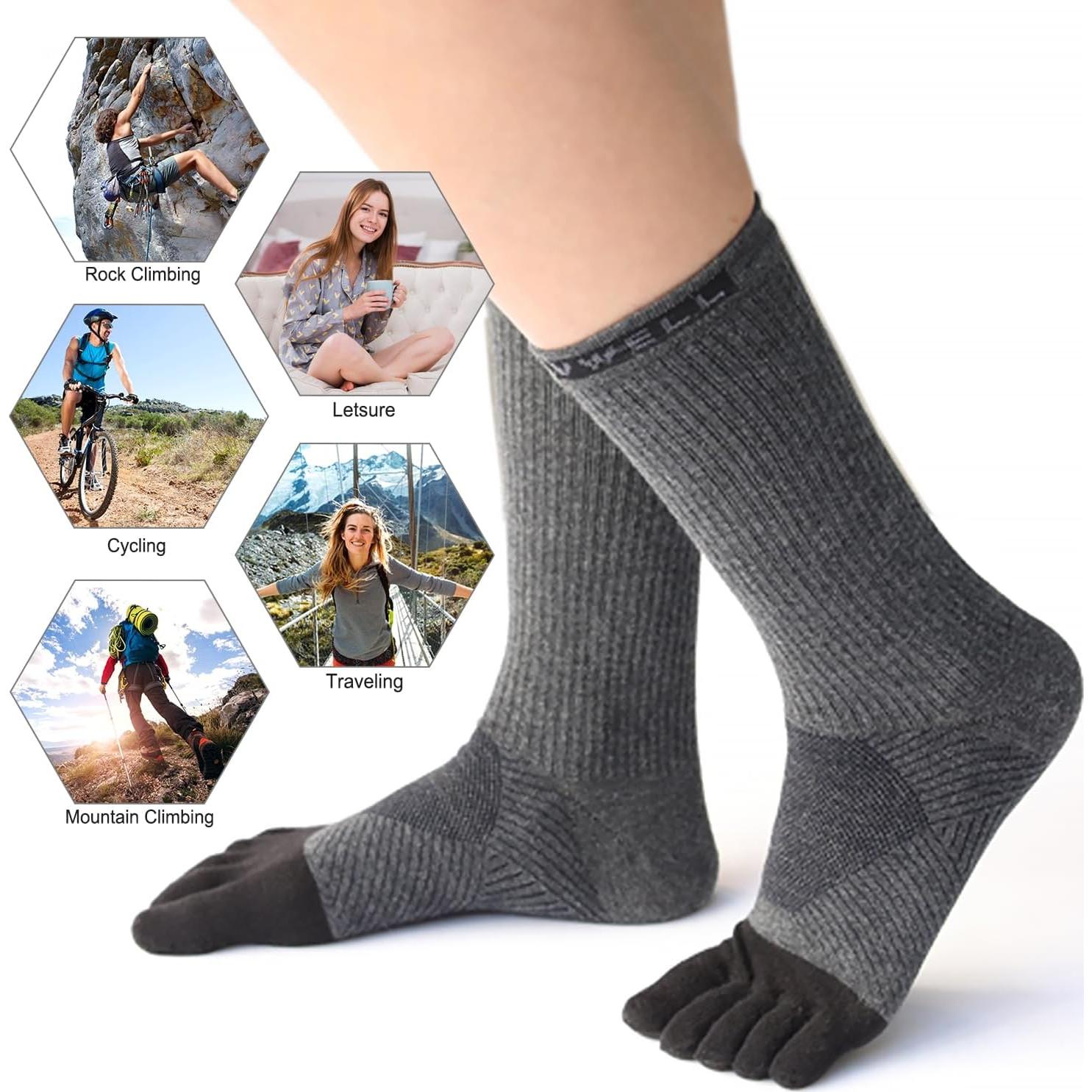 Calcetines de Dedos VWELL de Algodón para Correr, 3 Pares, Talla 7-11